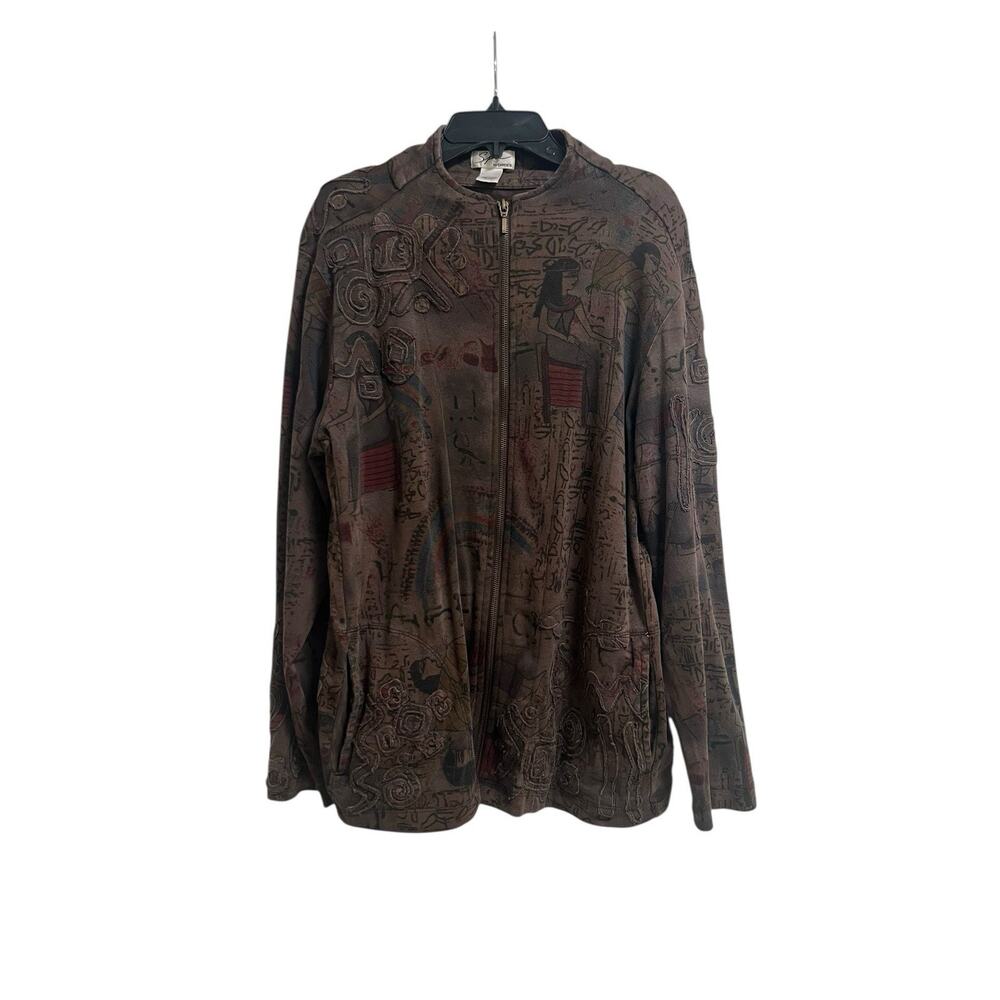 VTG? Spa By Chicos Set Womens Egyptian Print Long Sleeve Cotton Tracksuit Lounge